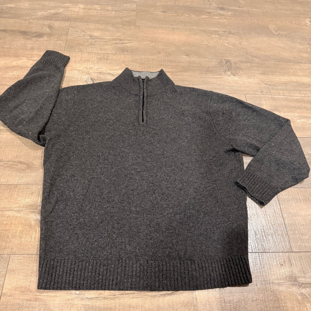 Jos A Bank Quarter Zip Sweater Mens Large Charcoal Gray Excellent Lambswool Knit